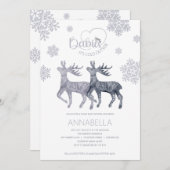 ベビー外は寒い北欧ツインズベビーシャワー 招待状 (正面/裏面)