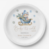 ベビー外は寒い可愛いクマの赤ちゃんシャワー ペーパープレート (正面)