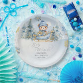 ベビー外は寒い可愛いクマの赤ちゃんシャワー ペーパープレート (パーティー)