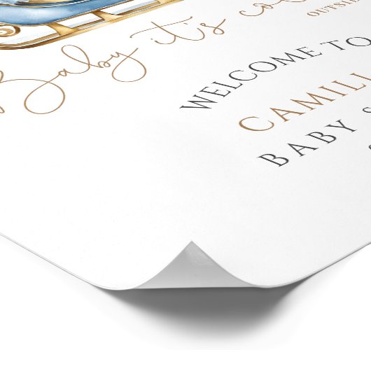 ベビー外は寒い可愛いクマの赤ちゃんシャワー ポスター (角)