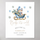 ベビー外は寒い可愛いクマの赤ちゃんシャワー ポスター (正面)