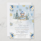 ベビー外は寒い可愛いクマの赤ちゃんシャワー 招待状 (正面)