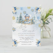 ベビー外は寒い可愛いクマの赤ちゃんシャワー 招待状 (スタンド正面)