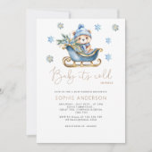 ベビー外は寒い可愛いクマの赤ちゃんシャワー 招待状 (正面)