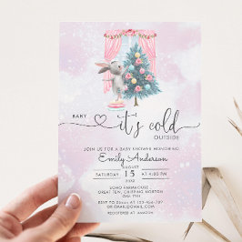 ベビー外は寒い女の子の冬の赤ちゃんシャワー 招待状