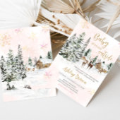 ベビー外は寒い女の子の冬の赤ちゃんシャワー 招待状