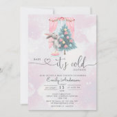 ベビー外は寒い女の子の冬の赤ちゃんシャワー 招待状 (正面)