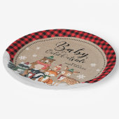 ベビー外は寒い森林地帯のベビーシャワー ペーパープレート (アングル)