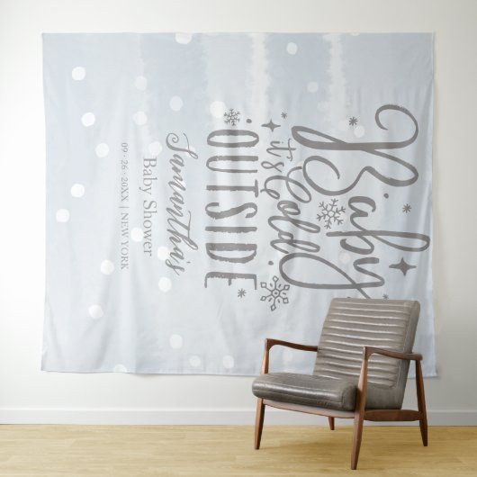 ベビー外は寒い男の子のシャワー背景 タペストリー (インサイチュ(横))