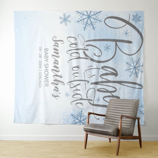 ベビー外は寒い男の子のシャワー背景 タペストリー (インサイチュ(横))