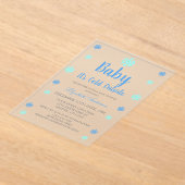 ベビー外は寒い男の子の冬の赤ちゃんシャワー アクリル招待状 (レイダウン)