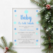 ベビー外は寒い男の子の冬の赤ちゃんシャワー アクリル招待状