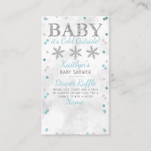 ベビー外は寒い男の子の冬の赤ちゃんシャワー エンクロージャーカード (正面)
