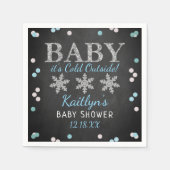 ベビー外は寒い男の子の冬の赤ちゃんシャワー スタンダードカクテルナプキン (正面)