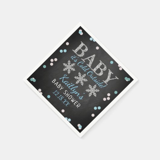 ベビー外は寒い男の子の冬の赤ちゃんシャワー スタンダードカクテルナプキン (角)