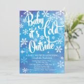 ベビー外は寒い男の子の冬の赤ちゃんシャワー 招待状 (スタンド正面)