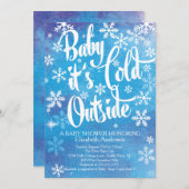 ベビー外は寒い男の子の冬の赤ちゃんシャワー 招待状 (正面/裏面)