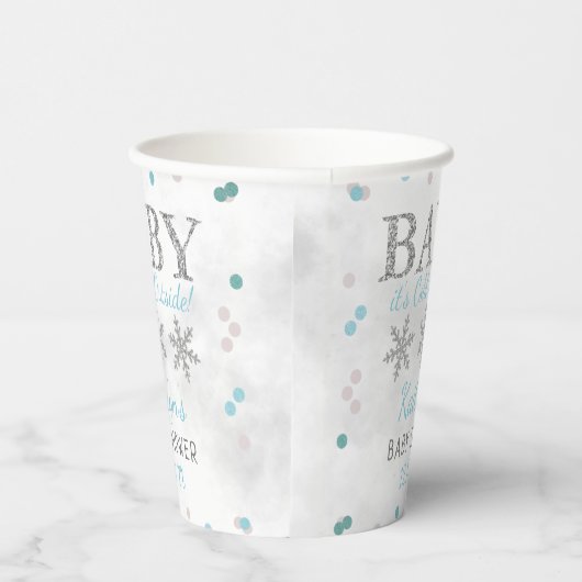 ベビー外は寒い男の子の冬の赤ちゃんシャワー 紙コップ (右)