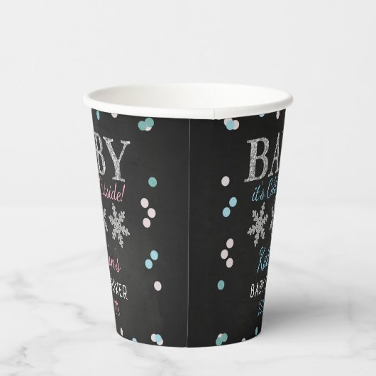 ベビー外は寒い男の子の冬の赤ちゃんシャワー 紙コップ (右)
