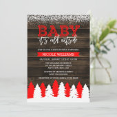 ベビー外は寒い雪の赤いベビーシャワー 招待状 (スタンド正面)