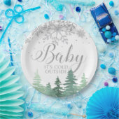 ベビー外は寒い雪片や木 ペーパープレート (パーティー)