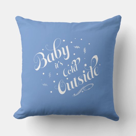 'ベビー外は寒い'青い休日モダン クッション (正面)