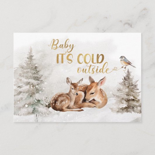 ベビー外は寒い鹿アドバイスベビーシャワー エンクロージャーカード (裏面)