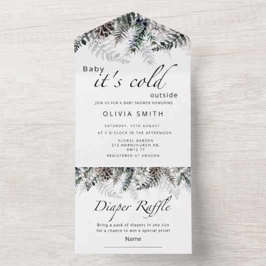 ベビー外は寒い1つの招待状 オールインワン招待状 (内側)