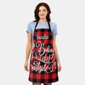 ベビー外は寒い エプロン (着用した状態)