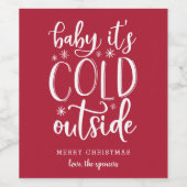 ベビー外は寒い |クリスマスカスタム。 ワインラベル (シングルラベル)