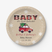 ベビー外は寒い |クリスマスベビーシャワー ペーパープレート (正面)