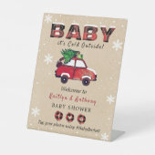 ベビー外は寒い |クリスマスベビーシャワー 台座サイン (正面)