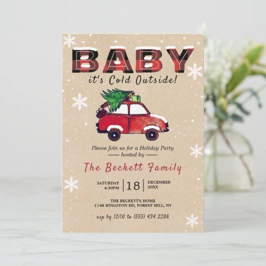 ベビー外は寒い |クリスマスホリデーパーティー 招待状 (スタンド正面)