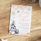 ベビー外は寒い、ベビーシャワー冬ペンギン 招待状