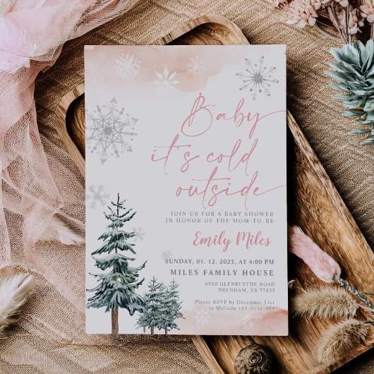 ベビー外は寒い、ベビーシャワー冬 招待状