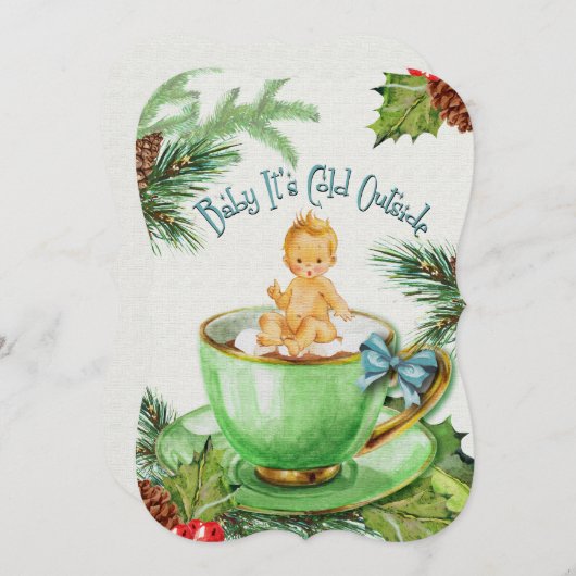 ベビー外は寒い |ベビーシャワー招待状 招待状 (正面/裏面)