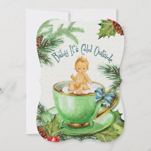 ベビー外は寒い |ベビーシャワー招待状 招待状 (正面)