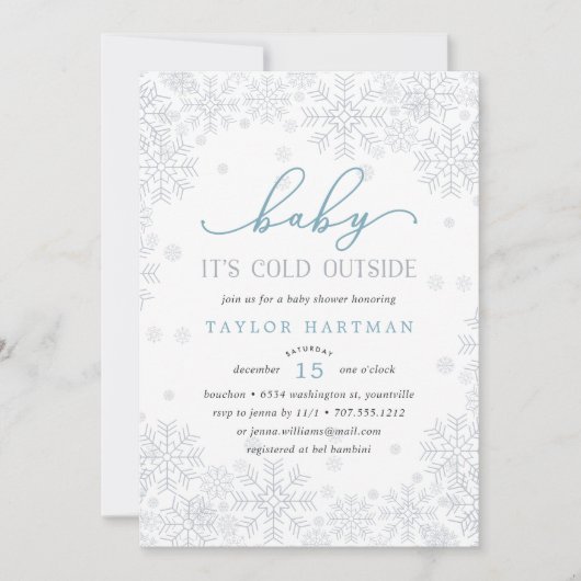 ベビー外は寒い |ベビーシャワー招待状 招待状 (正面)