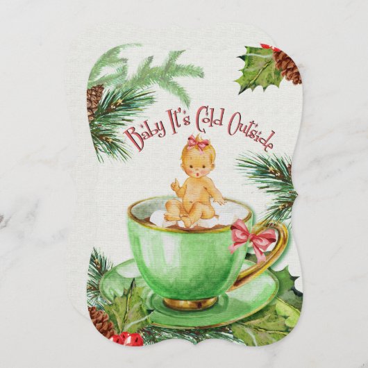 ベビー外は寒い |ベビーシャワー招待状 招待状 (正面/裏面)