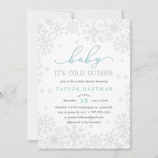 ベビー外は寒い |ベビーシャワー招待状 招待状 (正面)