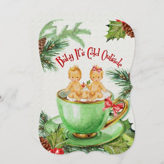 ベビー外は寒い|ベビーシャワー招待状 招待状 (正面/裏面)