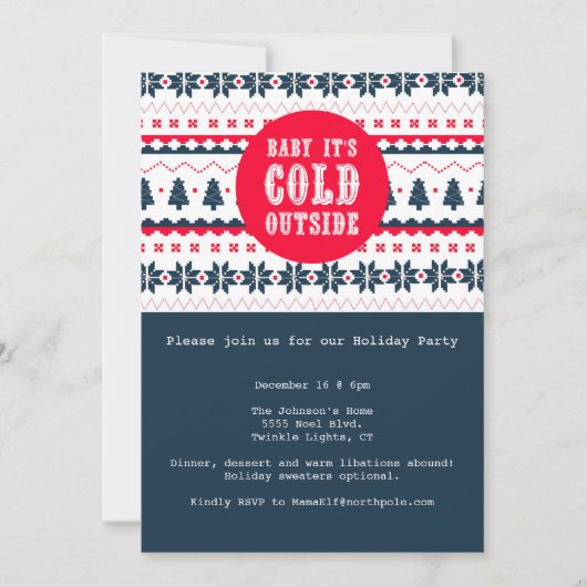 ベビー外は寒い | ホリデーパーティー招待状 招待状 (正面)