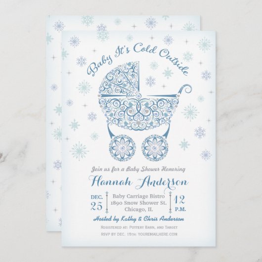 ベビー外は寒い、ボーイシャワー招待状 招待状 (正面/裏面)