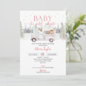 ベビー外は寒い、冬のベビーガールシャワー 招待状 (スタンド正面)