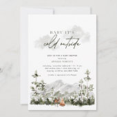 ベビー外は寒い |冬の素晴らしいシャワー 招待状 (正面)