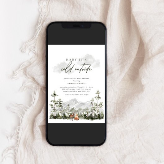 ベビー外は寒い |冬の素晴らしいシャワー 招待状