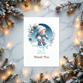 「ベビー外は寒い」冬の赤ちゃんシャワー サンキューカード