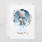 「ベビー外は寒い」冬の赤ちゃんシャワー サンキューカード (正面)