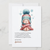 「ベビー外は寒い」冬の赤ちゃんシャワー サンキューカード (裏面)