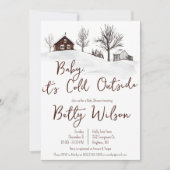ベビー外は寒い、冬の農場の赤ちゃんシャワー 招待状 (正面)